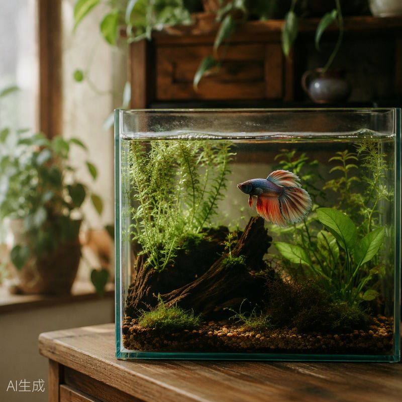Betta fish among aquatic plants